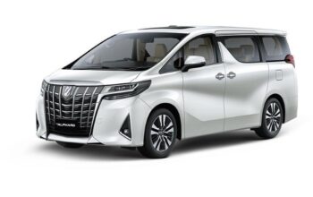 Toyota Alphard putih untuk layanan sewa mobil premium dan transportasi wisata VIP di Belitung